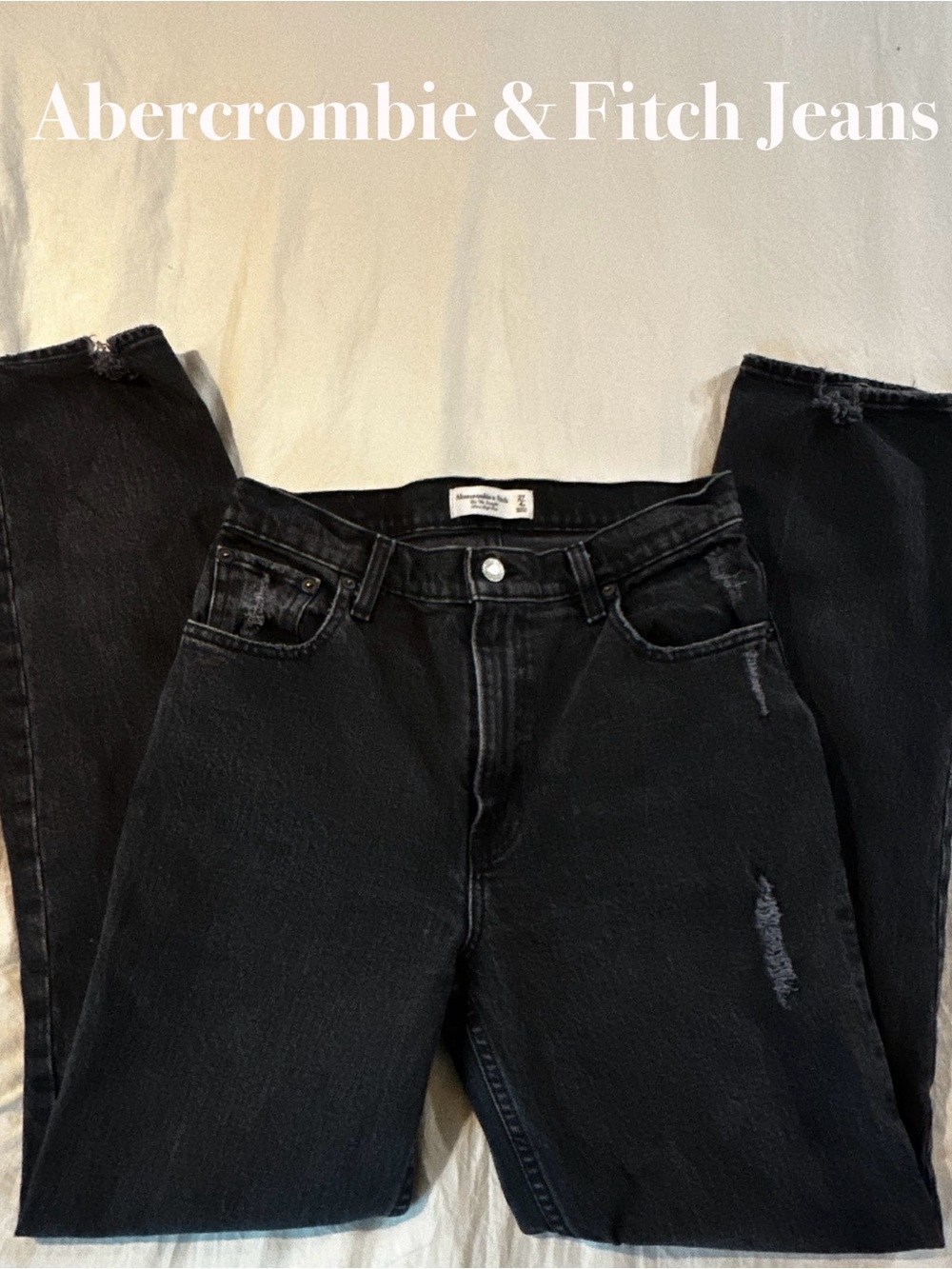 Abercrombie & Fitch Charcoal Black High-Rise Straight Jeans